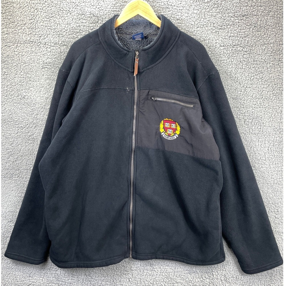 Charles River Fleece Jacket Harvard Men's 2XL Black Full Zip Sherpa Lined
